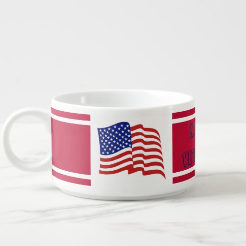 Red Navy Veteran Hot Drink Cup Chili or Soup Bowl