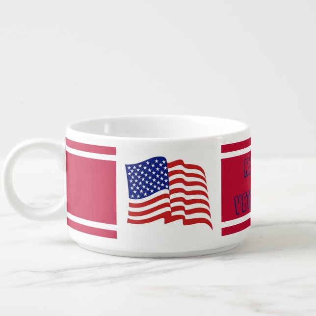 Red Navy Veteran Hot Drink Cup, Chili or Soup Bowl (Right)
