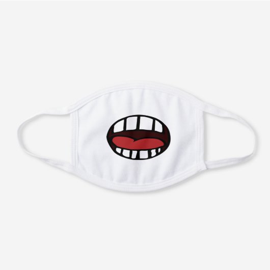 Red Neck Big Mouth Big Teeth White Cotton Face Mask (Front)