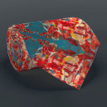 red neck tie<br><div class="desc">Red & sea green abstract printed neck tie.</div>