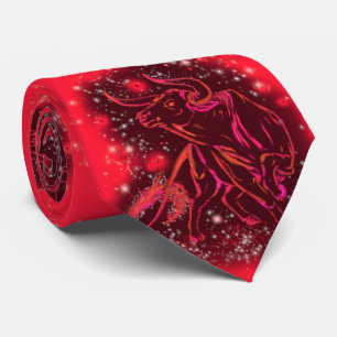 Red Neck Tie Bulls Running Starry Night