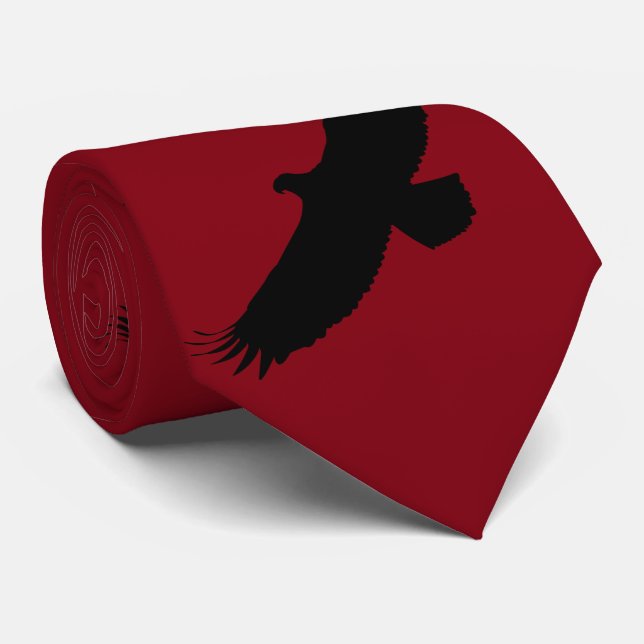 Red Neck Tie with Flying Eagle - Choose Color (Rolled)