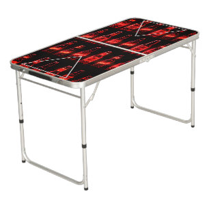 Red Neon Beer Bottles Beer Pong Table