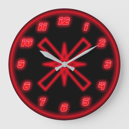 Red Neon Effect Large Clock