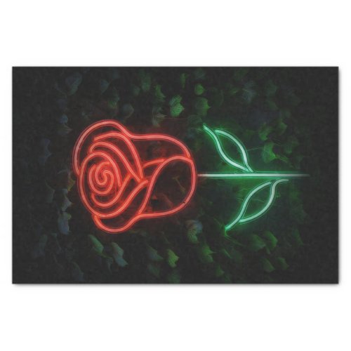 Red Neon Light Glowing Rose Ivy Birthday Party Tissue Paper