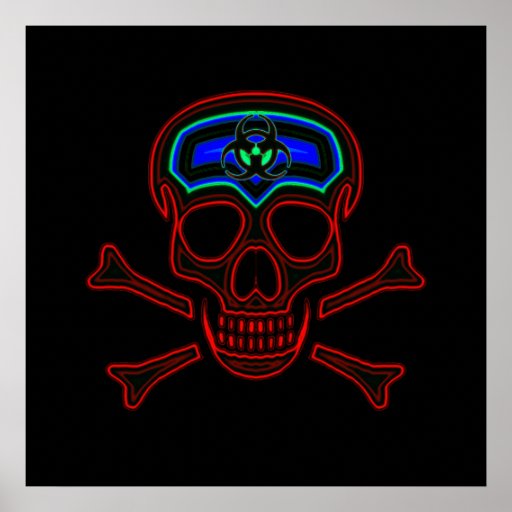 Red Neon Skull & Crossbones Poster | Zazzle