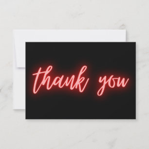 Red Neon Thank You Trendy Card
