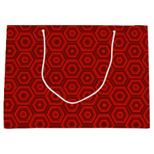 Red Nested Hexagons Large Gift Bag