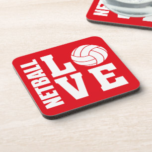 Red, Netball Players Love Beverage Coaster