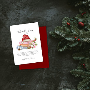 Red New Chapter Begins Winter Floral Baby Shower Thank You Card