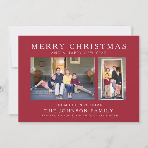 Red New Home Merry Christmas Photo Holiday Card