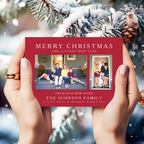 Red New Home Merry Christmas Photo Holiday Card