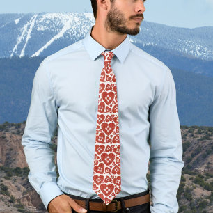 Red New Mexico Zia Heart Neck Tie