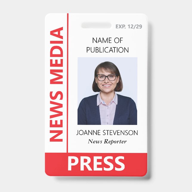 Red News Media Press Photo Badge (Front)