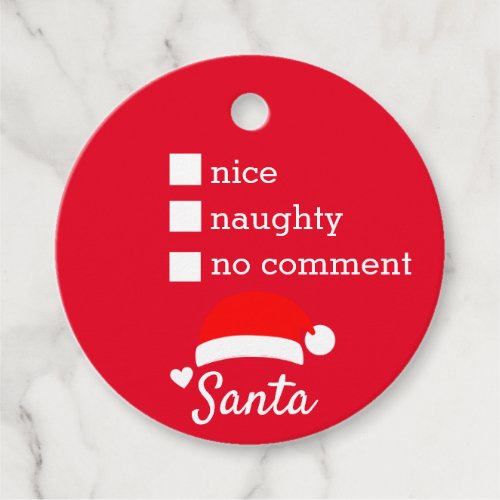 Red Nice Naughty No Comment Santa Favor Tags