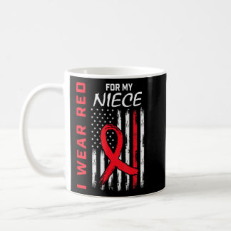 Red Niece Heart Disease Awareness Flag Matching Fa Coffee Mug