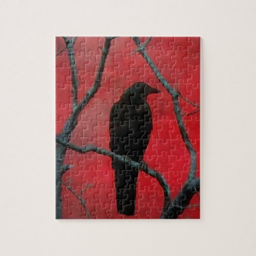 Red Night Crow Jigsaw Puzzle