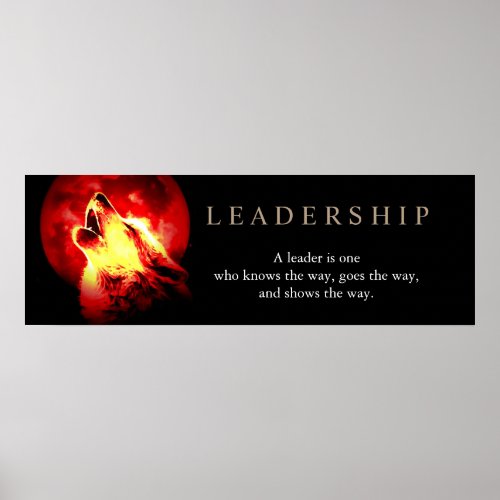 Red Night Fullmoon Leadership Wolf Poster