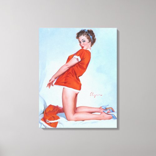 Red Nighty Pin Up Canvas Print