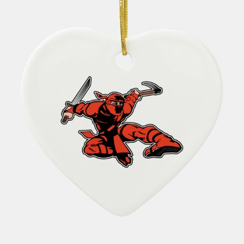 Red Ninja Attack Ceramic Ornament