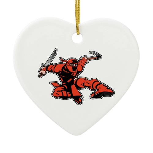 Red Ninja Attack Ceramic Ornament
