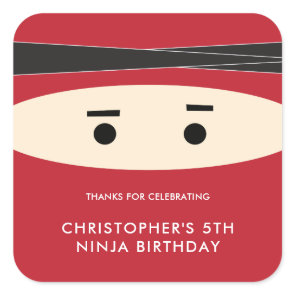 Red Ninja Birthday Party Label