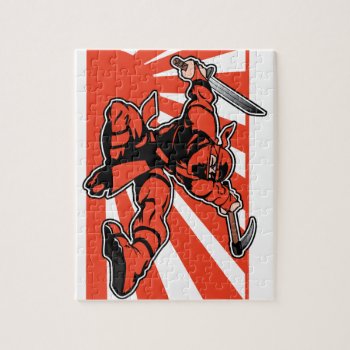 Red Ninja Jigsaw Puzzle by customvendetta at Zazzle
