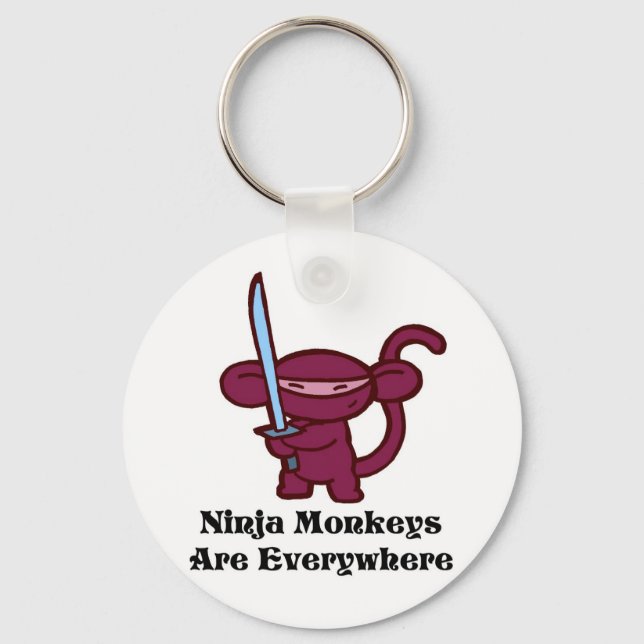 Red Ninja Monkey with Sword Keychain (Front)