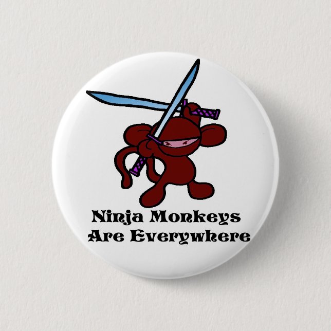 Red Ninja Overhead Pinback Button (Front)