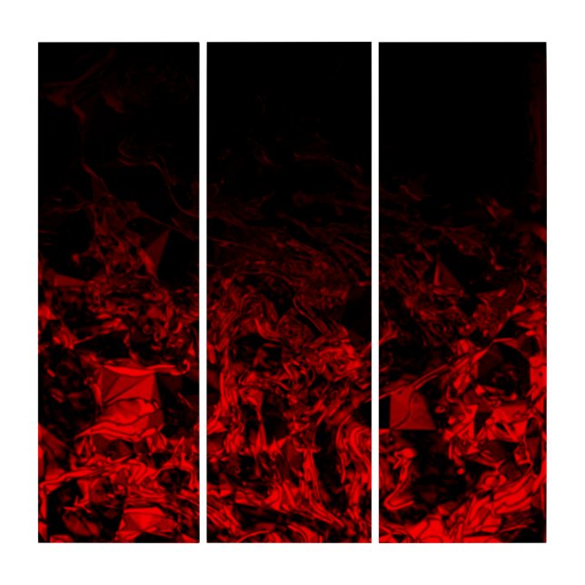 Red Nite black gradient polygon swirl diy custom Triptych (Front)