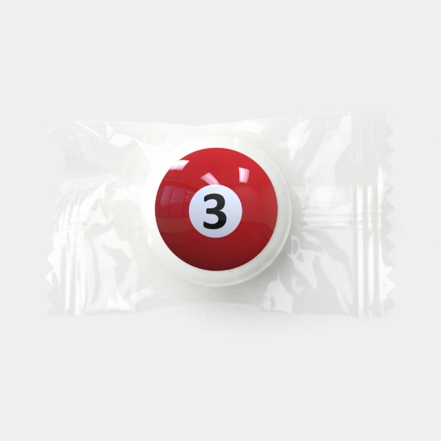 Red No. 3 Billiard Pool Ball Life Saver® Mints (Front)