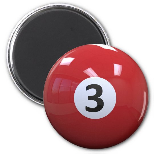 Red No. 3 Billiard Pool Ball Magnet | Zazzle.com
