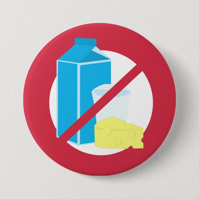 Red No Dairy Allergy Alert Kids Pinback Button (Front)