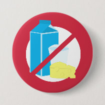 Red No Dairy Allergy Alert Kids Pinback Button