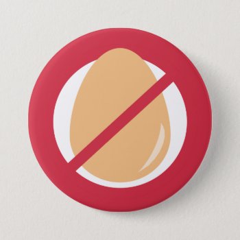 Red No Eggs Kids Egg Allergy Alert Pinback Button by LilAllergyAdvocates at Zazzle
