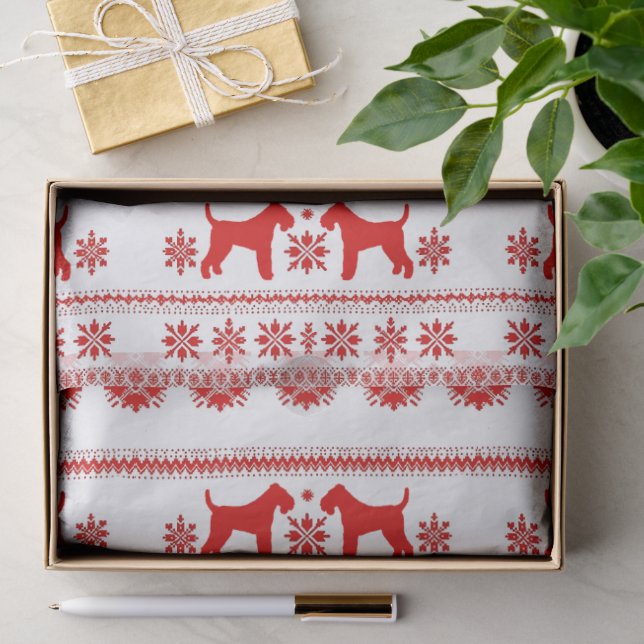 Red Nordic Airedale Terrier Dog Christmas Tissue Paper (Gift)