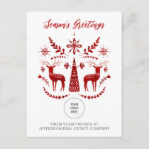 Red Nordic Christmas Company Logo Business Holiday Postcard