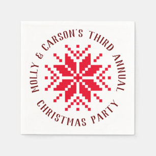 Red Nordic Christmas Sweater Holiday Napkins