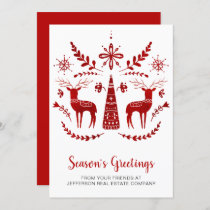 Red Nordic Christmas Winter Business Holiday Card