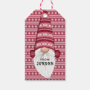 Red Nordic Gnome Personalized Gift Tags