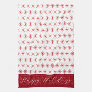 Red Nordic Happy Holidays Kitchen Towel