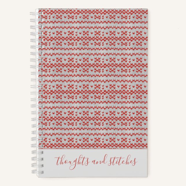 RED NORDIC KNIT 5.5x8.5 Notebook + Text  (Front)