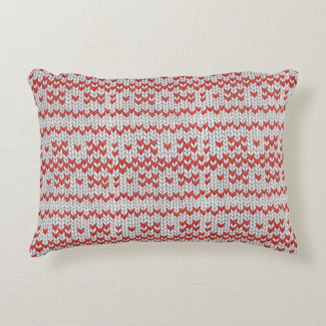 RED NORDIC KNIT Accent Pillow (Front)