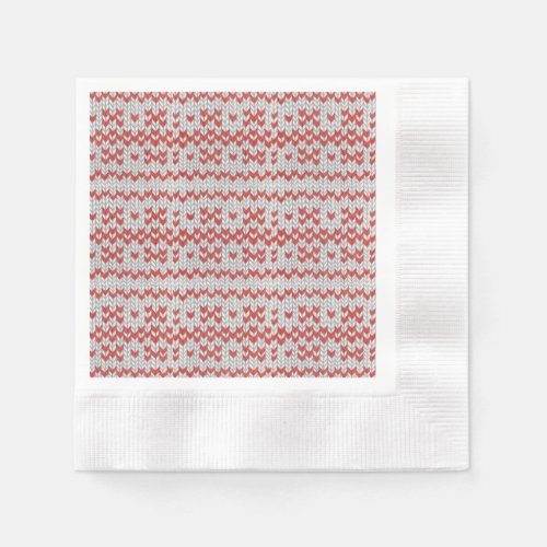 RED NORDIC KNIT Coined Cocktail Paper Napkins