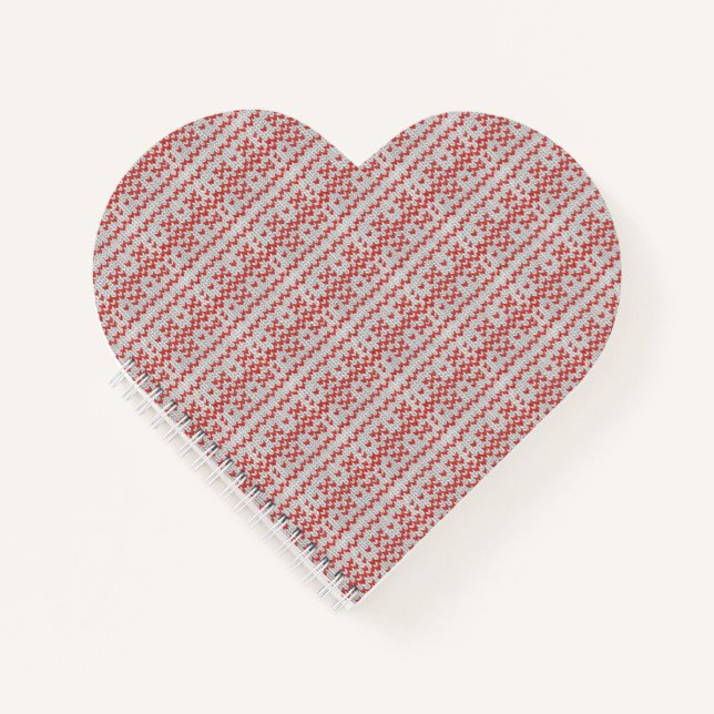 RED NORDIC KNIT Heart Shape Notebook  (Front)