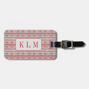 RED NORDIC KNIT Luggage Tag + Initials