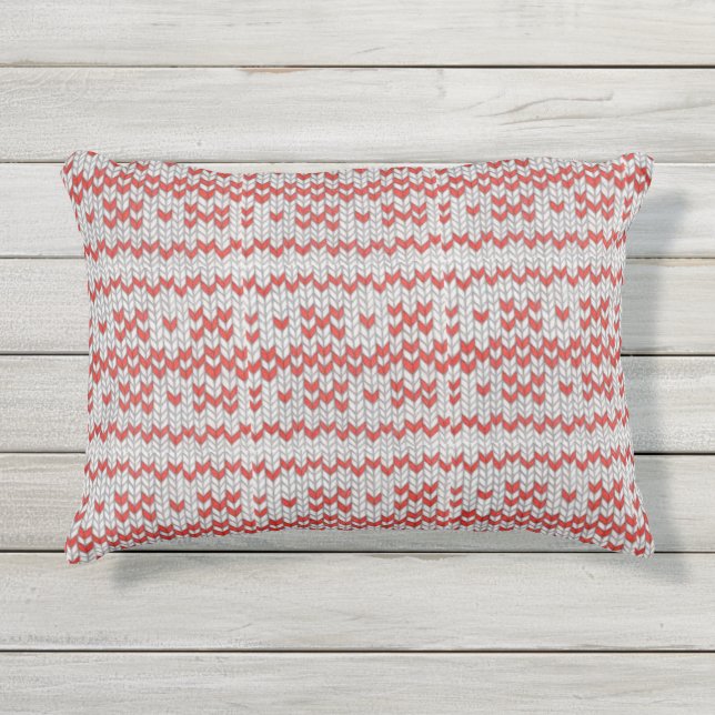 RED NORDIC KNIT Outdoor Pillow (Front)