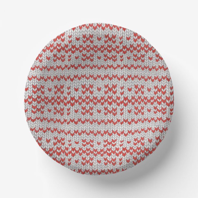 RED NORDIC KNIT Paper Bowls (Front)