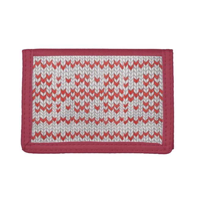 RED NORDIC KNIT Wallet (Front)
