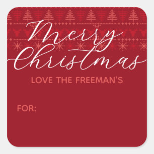 Red Nordic Merry Christmas Gift Sticker